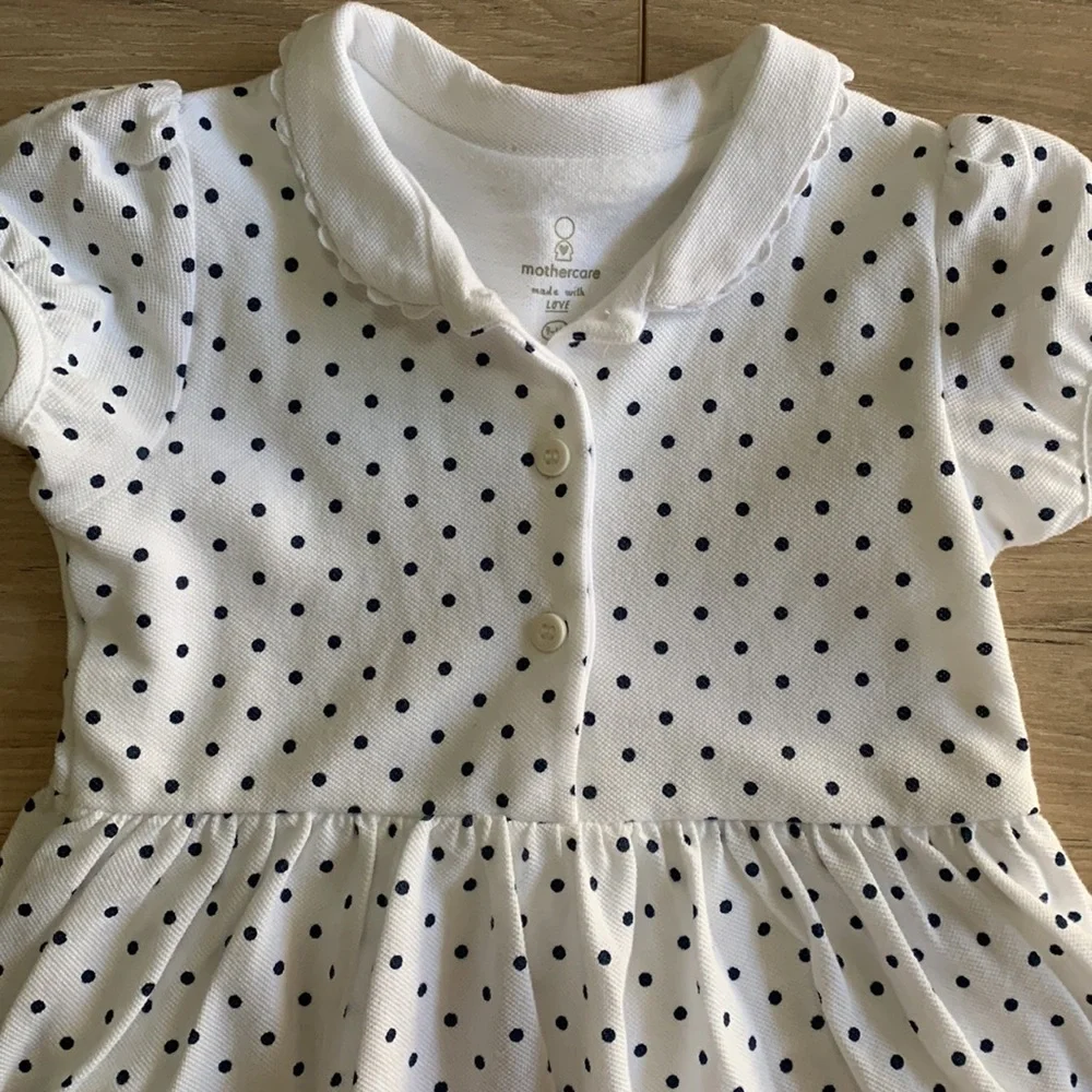 Mothercare Baby Girl White Polka Dot Bodysuit Dress